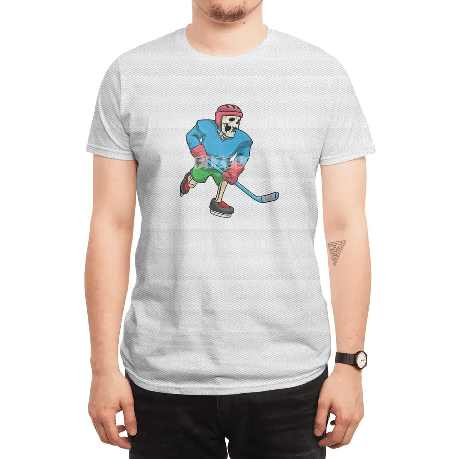 Skeleton at Ice hockey with Ice hockey stick Spor T-Shirt