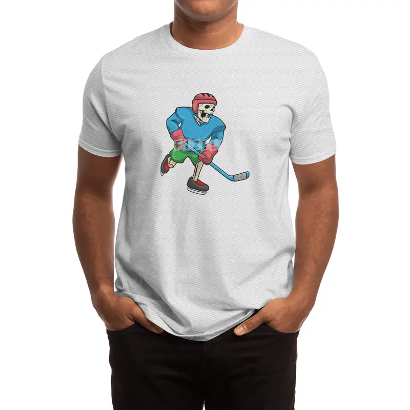 Skeleton at Ice hockey with Ice hockey stick Spor T-Shirt