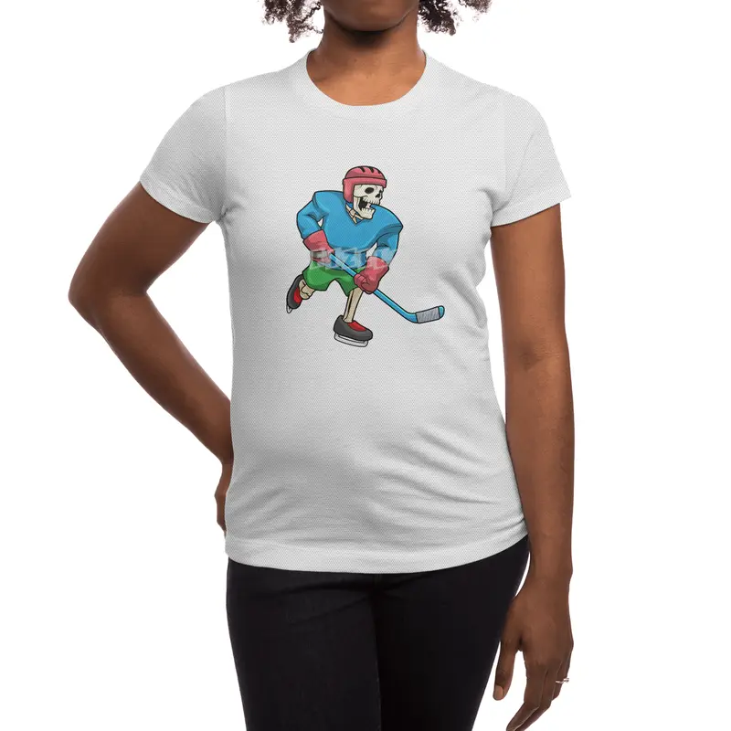 Skeleton at Ice hockey with Ice hockey stick Spor T-Shirt