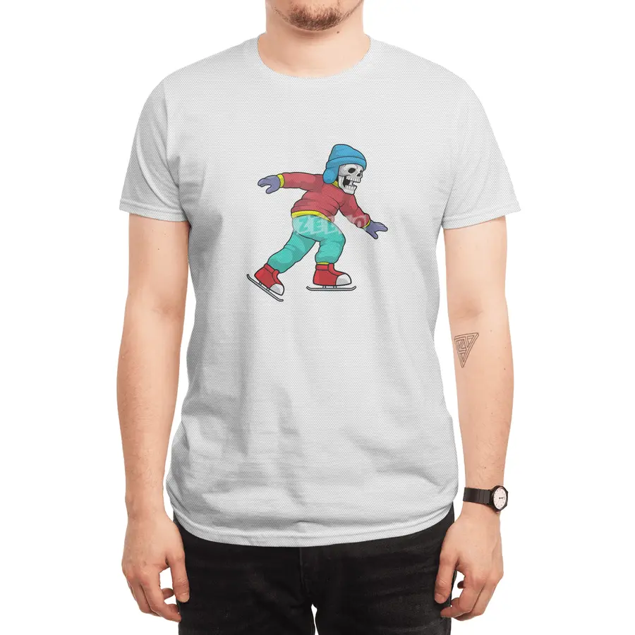 Skeleton at Ice skating with Ice skates Spor T-Shirt