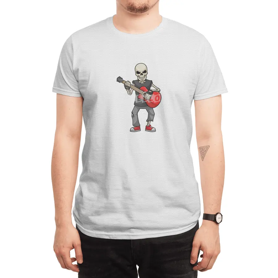 Skeleton at Music with Guitar Spor T-Shirt
