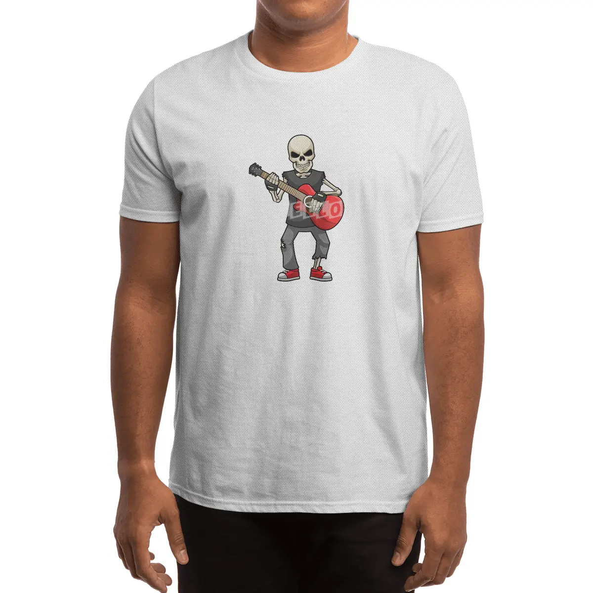 Skeleton at Music with Guitar Spor T-Shirt