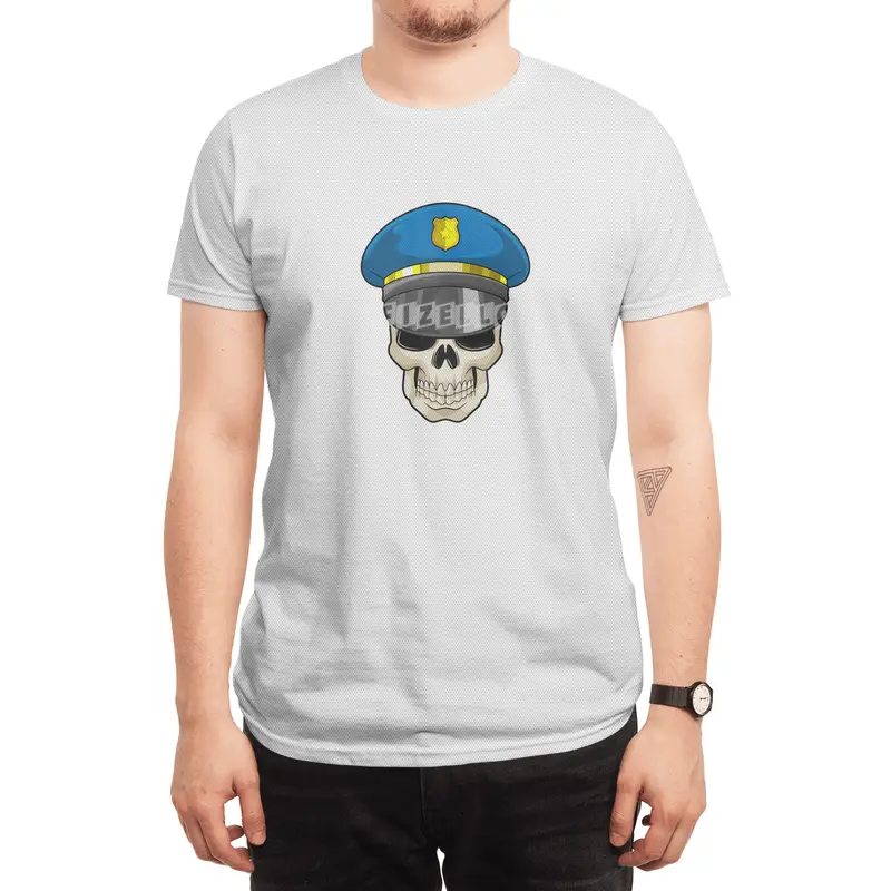 Skull as Police officer with Police hat Spor T-Shirt