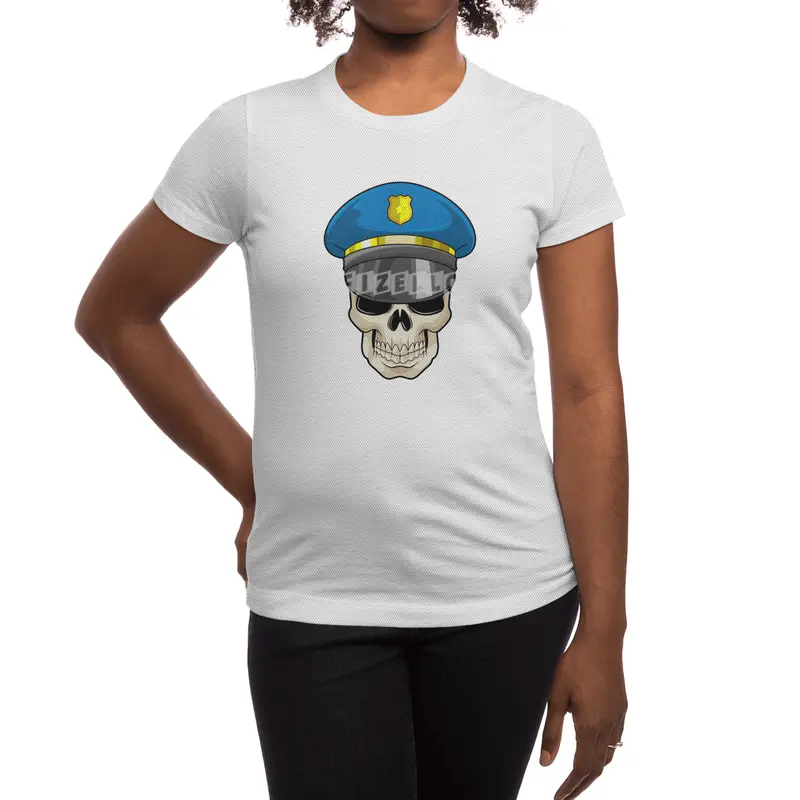 Skull as Police officer with Police hat Spor T-Shirt