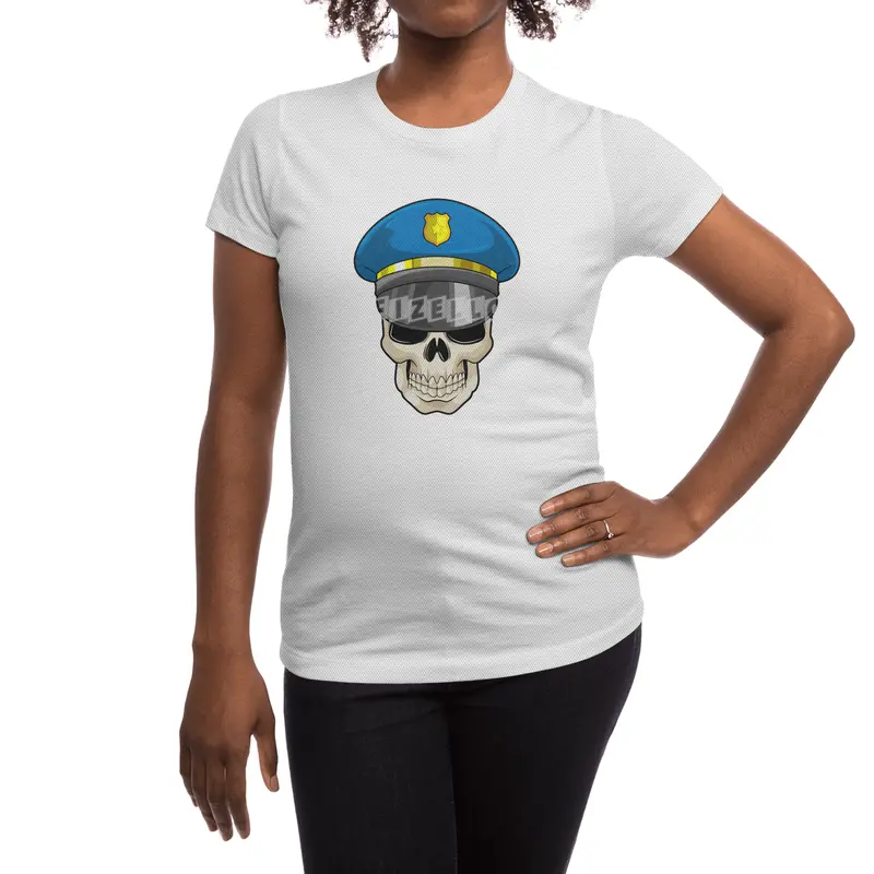 Skull as Police officer with Police hat Spor T-Shirt