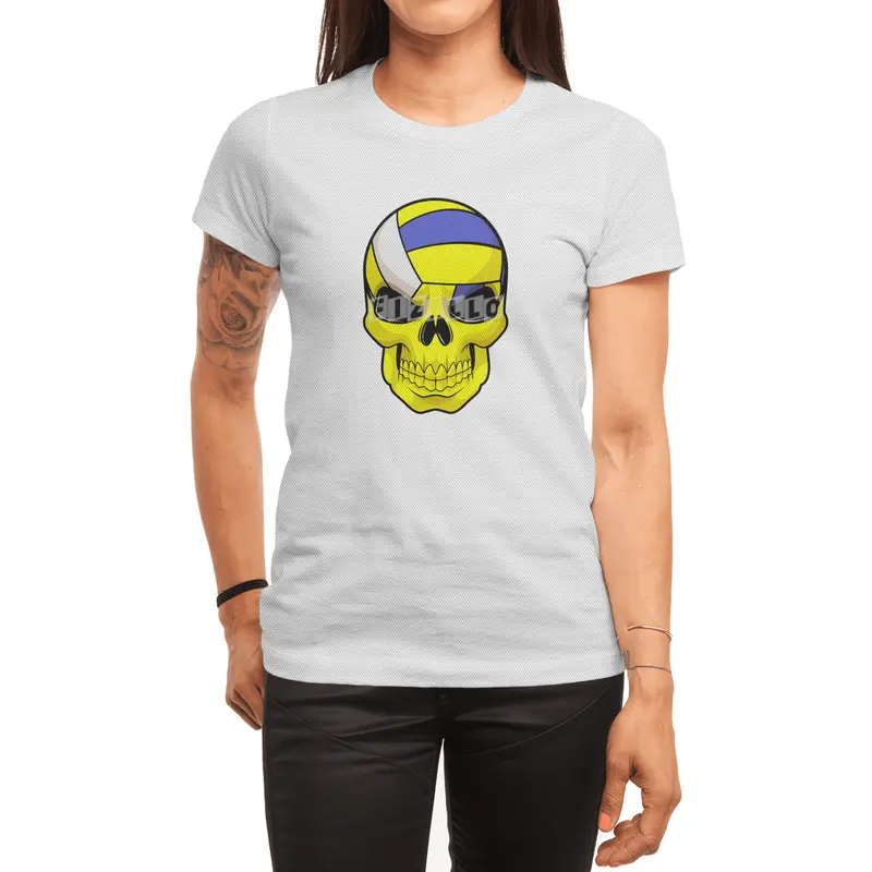 Skull as Volleyball player with Volleyball Spor T-Shirt