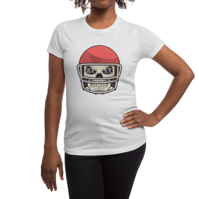 Skull Football Helmet Spor T-Shirt