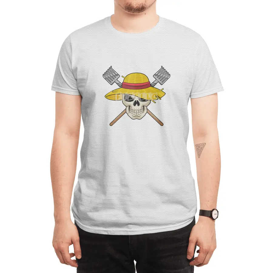 Skull with Hat as Farmer with Rake Spor T-Shirt