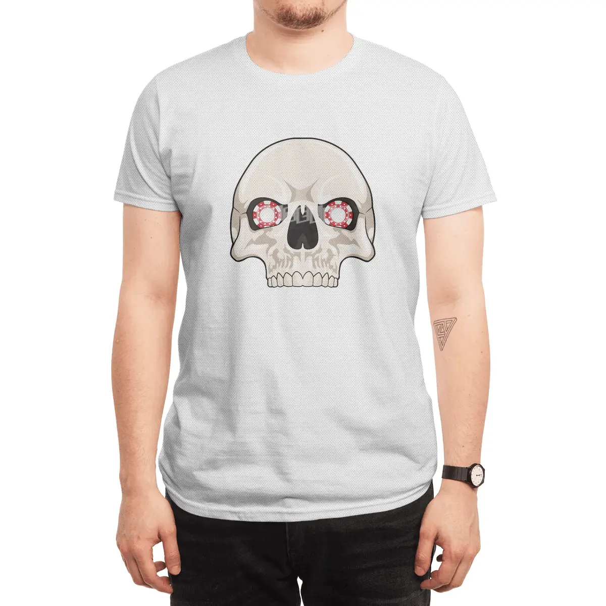 Skull with Poker chips Spor T-Shirt