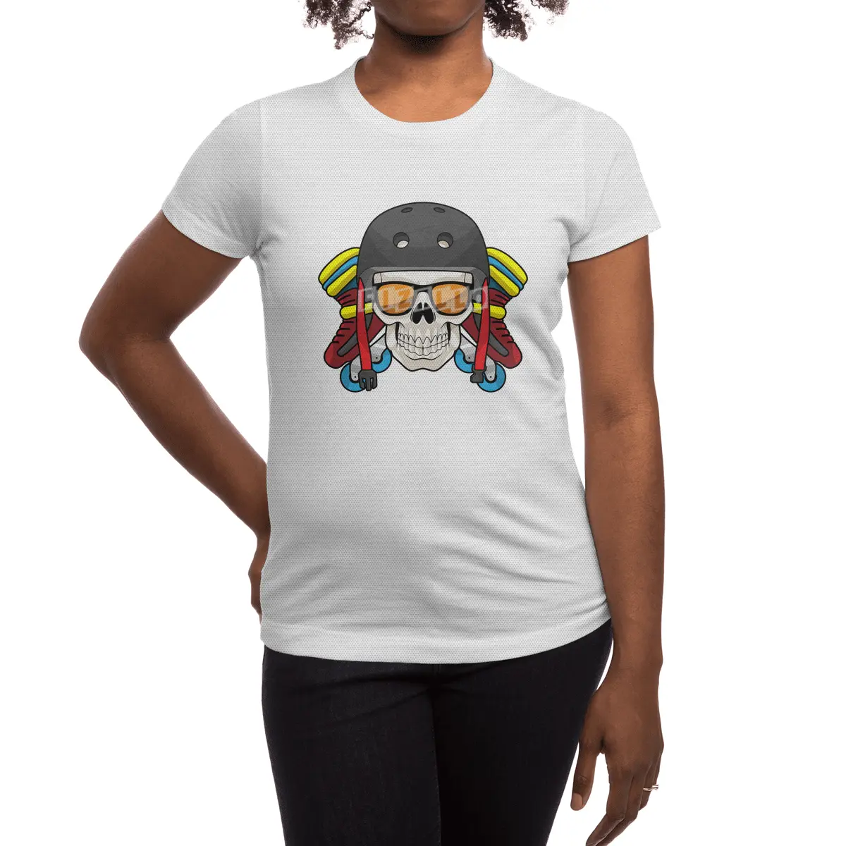 Skull with Sunglasses & Inline skates Spor T-Shirt