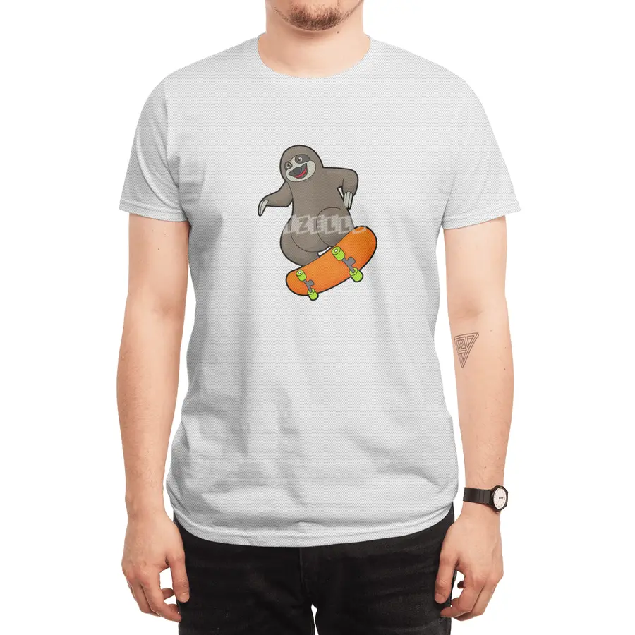 Sloth as Skater with Skateboard Spor T-Shirt