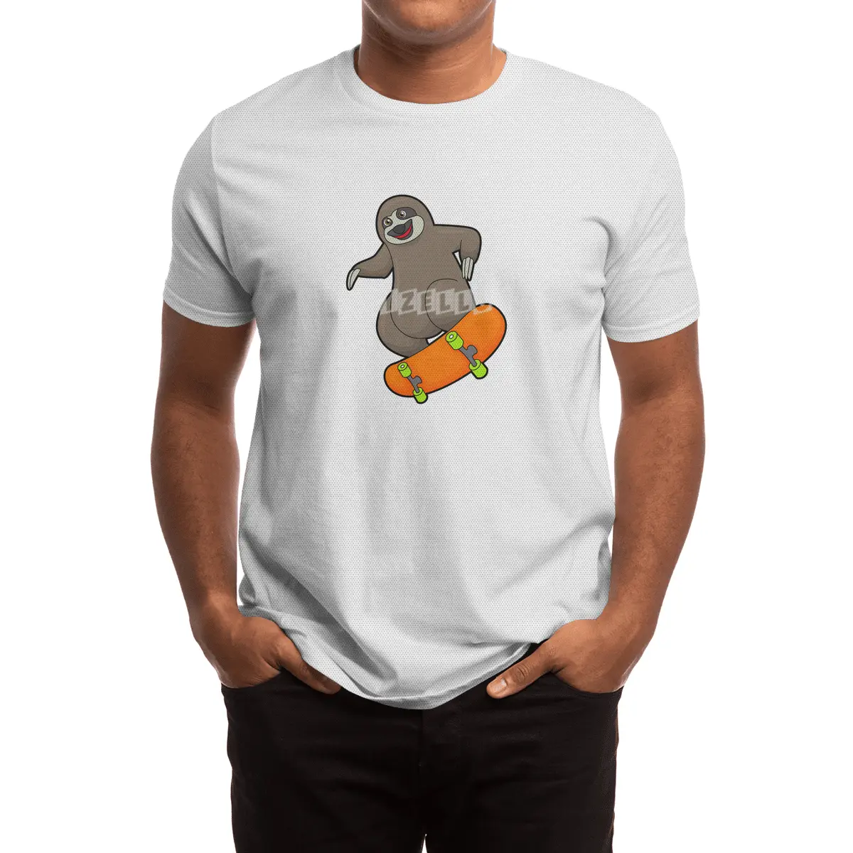 Sloth as Skater with Skateboard Spor T-Shirt