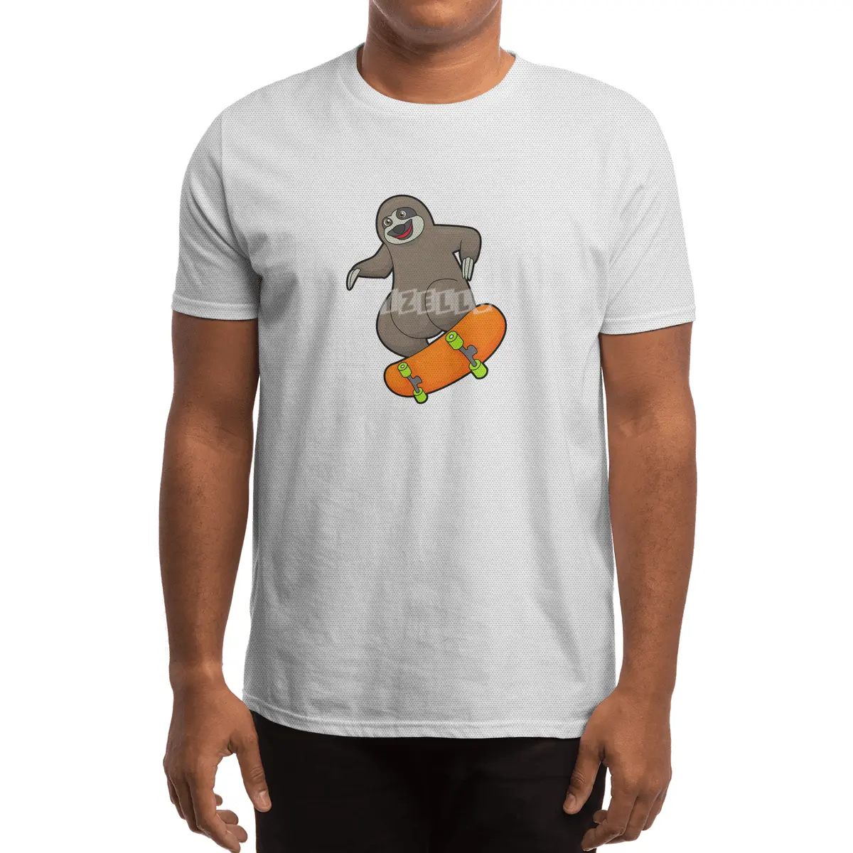 Sloth as Skater with Skateboard Spor T-Shirt