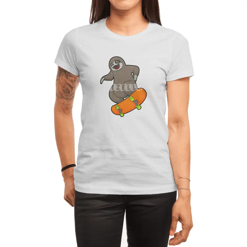 Sloth as Skater with Skateboard Spor T-Shirt