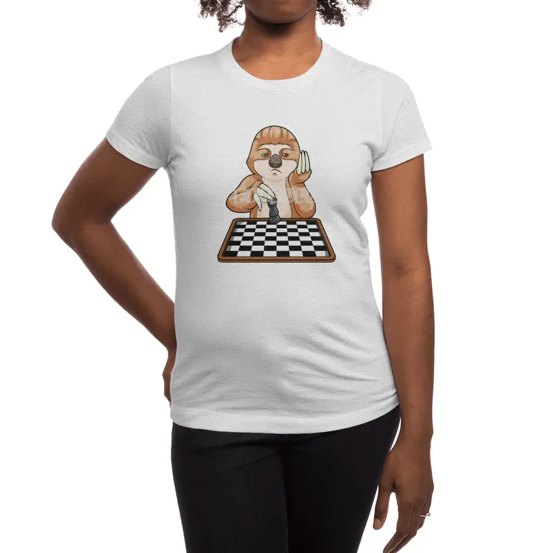 Sloth at Chess with Chess board Spor T-Shirt