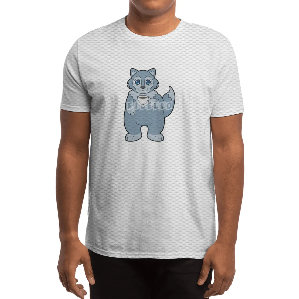 Wolf with Cup of Coffee Spor T-Shirt