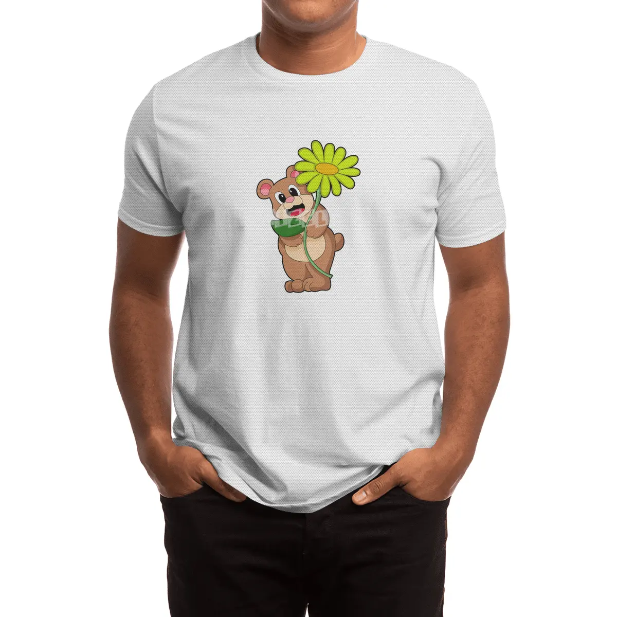 Bear with yellow Flower Spor T-Shirt