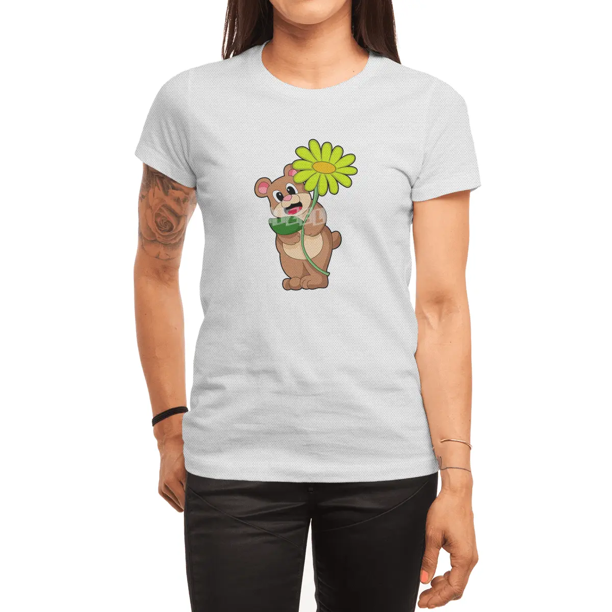 Bear with yellow Flower Spor T-Shirt