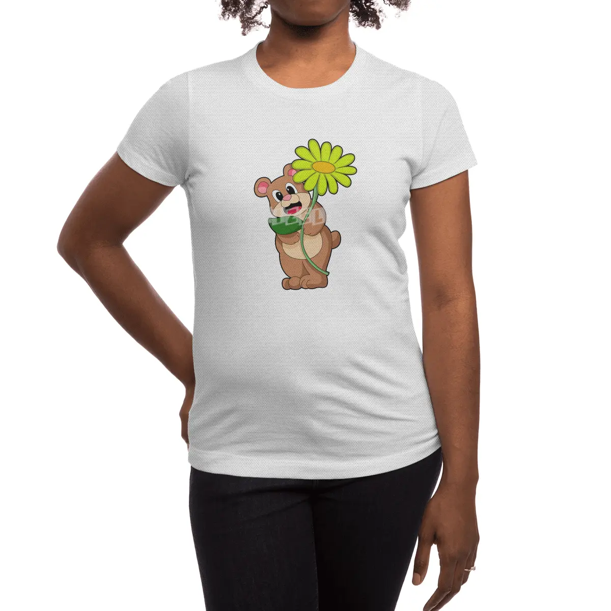 Bear with yellow Flower Spor T-Shirt