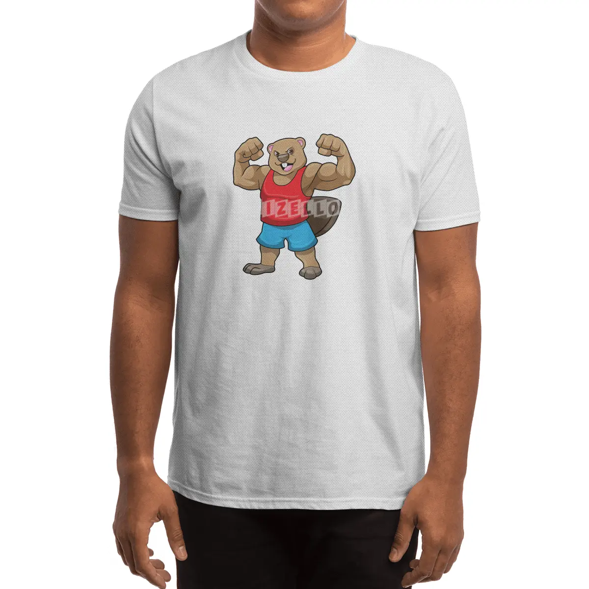 Beaver as Bodybuilder with big Upper arms Spor T-Shirt