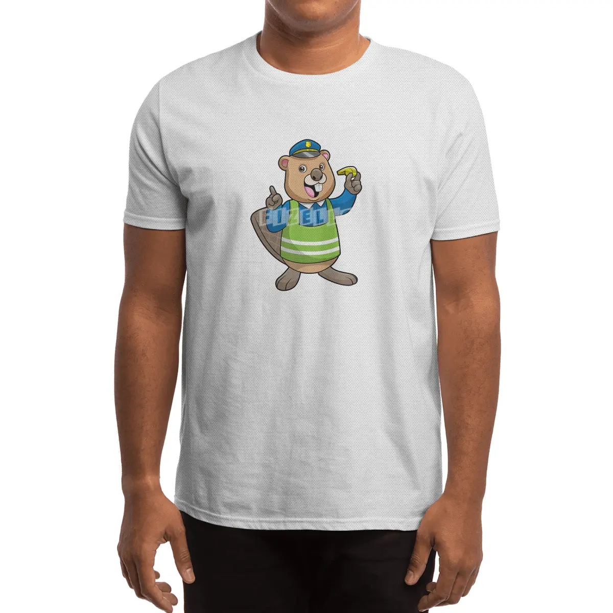 Beaver as Police officer with Whistle Spor T-Shirt