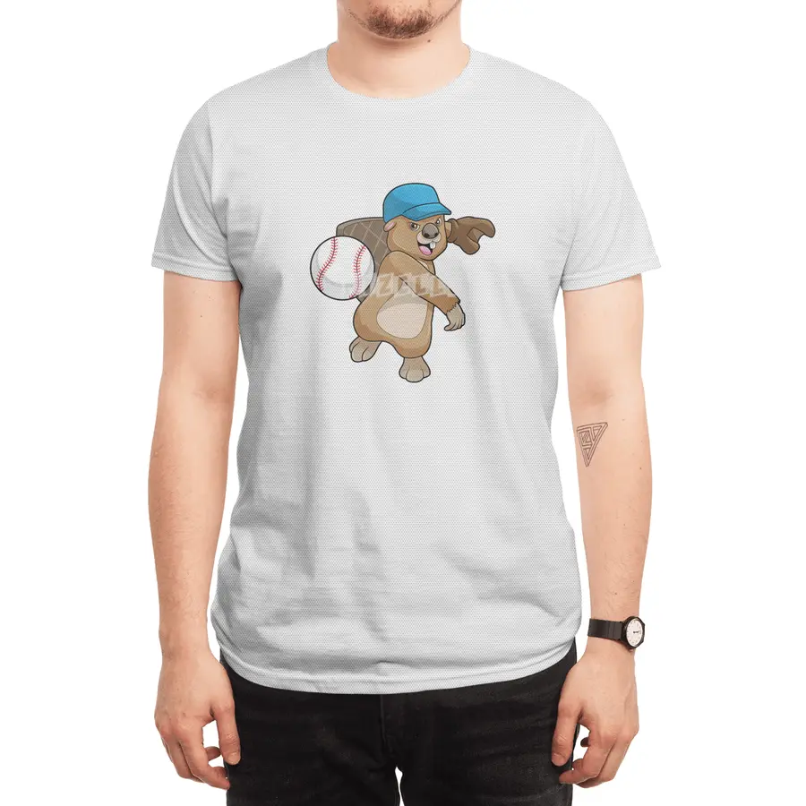 Beaver at Baseball Sports with Cap Spor T-Shirt