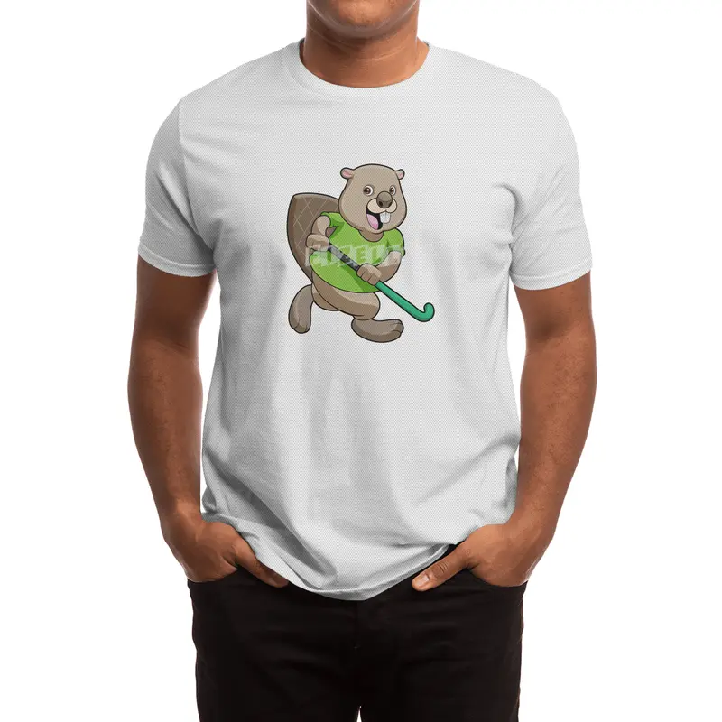 Beaver at Hockey with Hockey bat Spor T-Shirt
