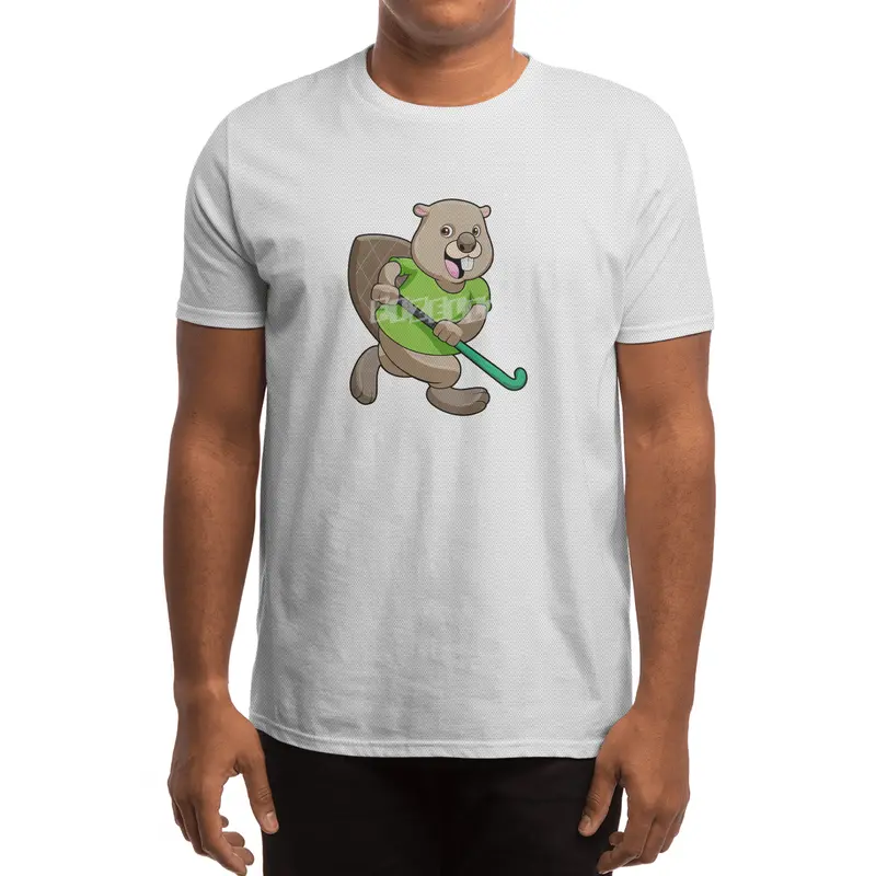 Beaver at Hockey with Hockey bat Spor T-Shirt