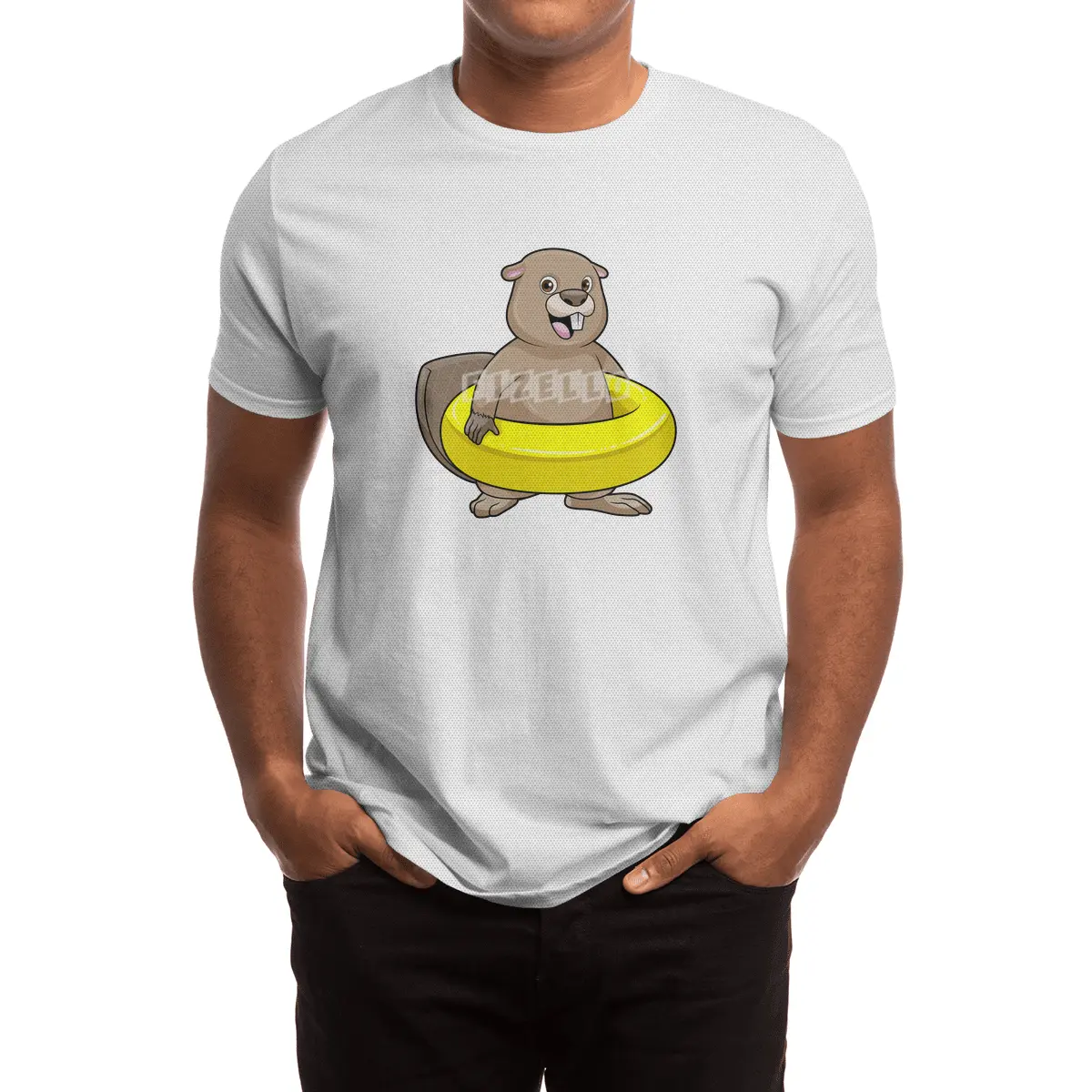 Beaver at Swimming with Swim ring Spor T-Shirt