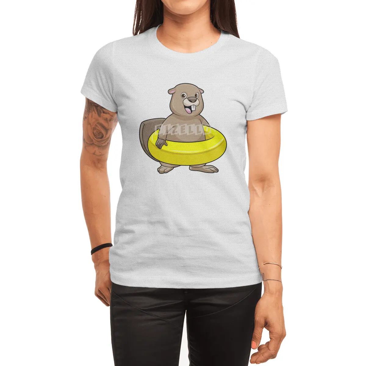 Beaver at Swimming with Swim ring Spor T-Shirt