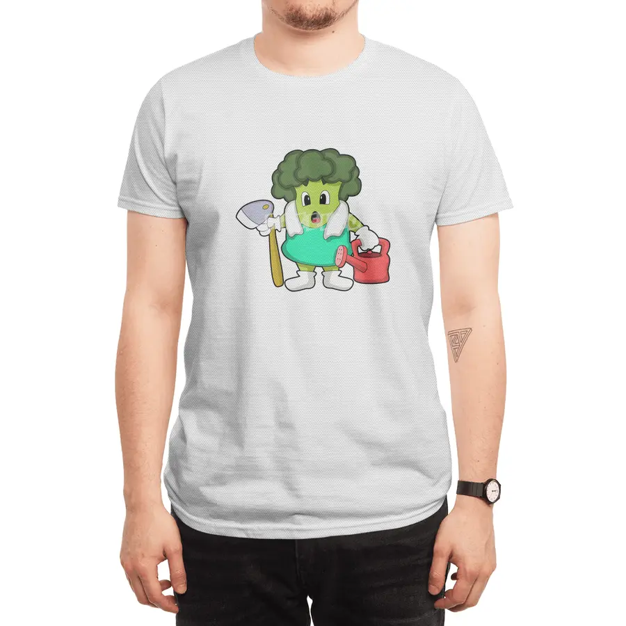 Broccoli as Farmer with Watering can Spor T-Shirt