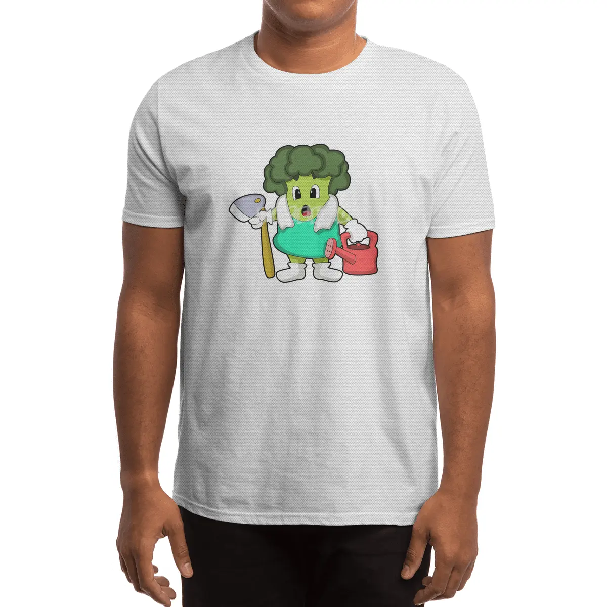 Broccoli as Farmer with Watering can Spor T-Shirt