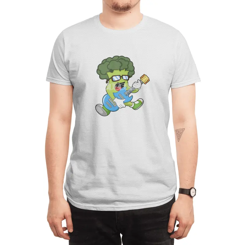 Broccoli as Musician with Guitar Spor T-Shirt