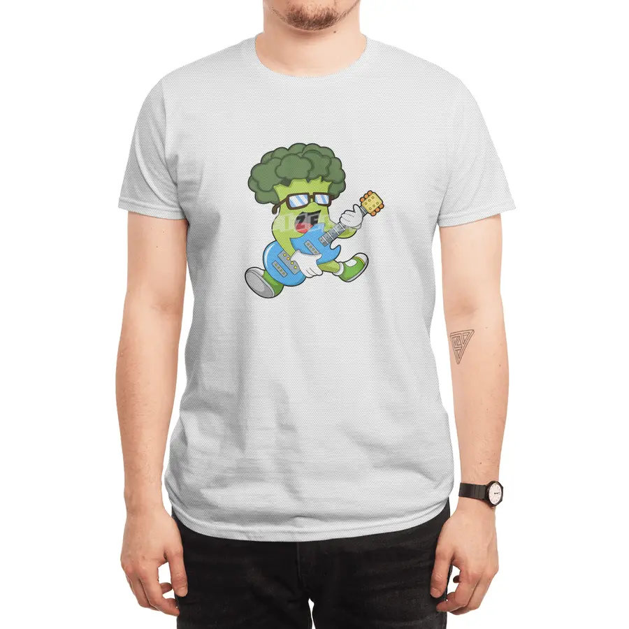 Broccoli as Musician with Guitar Spor T-Shirt