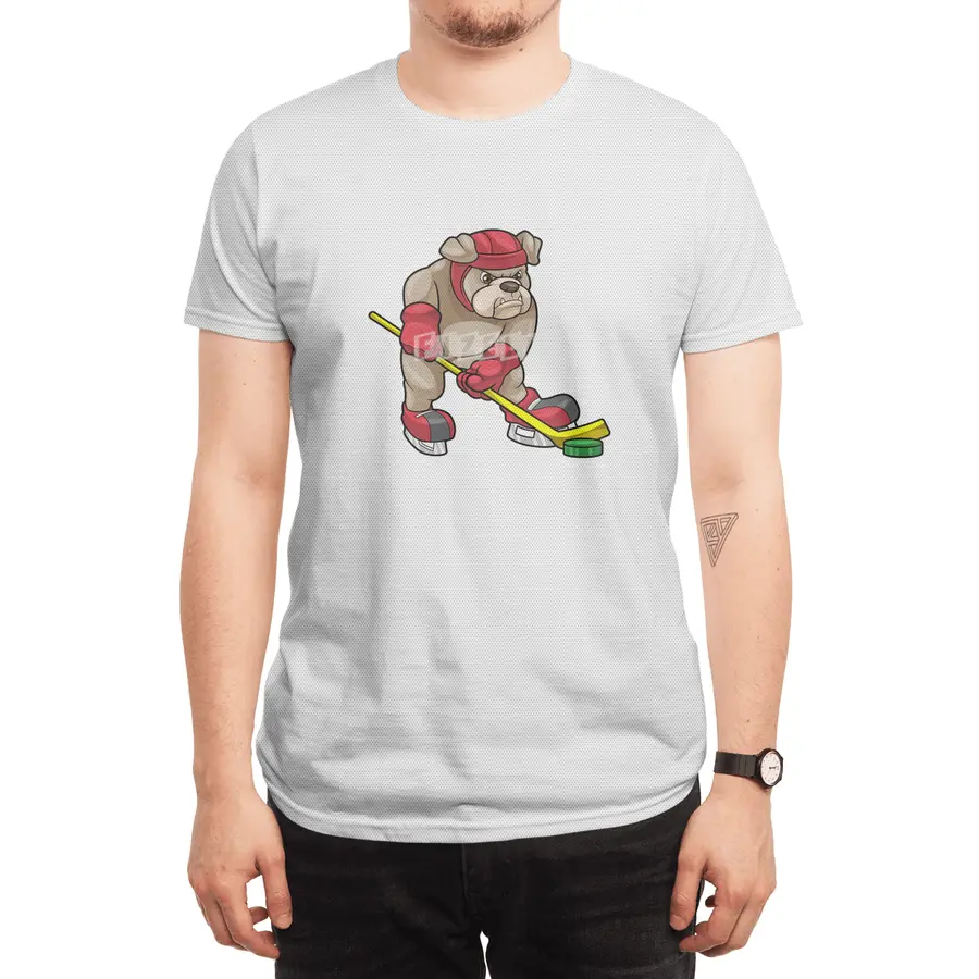 Bulldog at Ice hockey with Ice hockey stick Spor T-Shirt