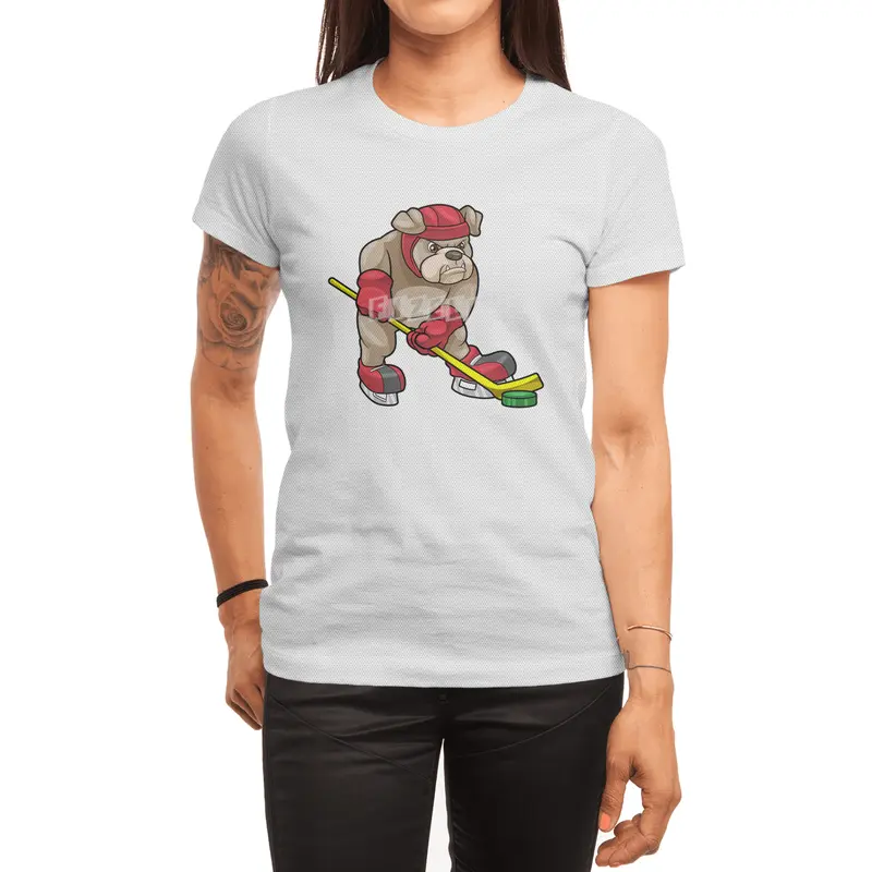 Bulldog at Ice hockey with Ice hockey stick Spor T-Shirt
