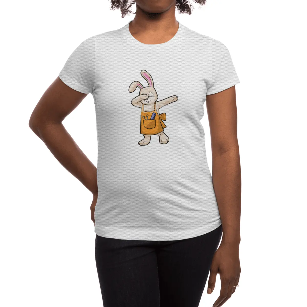 Bunny as Hairdresser with Comb & Scissors Spor T-Shirt