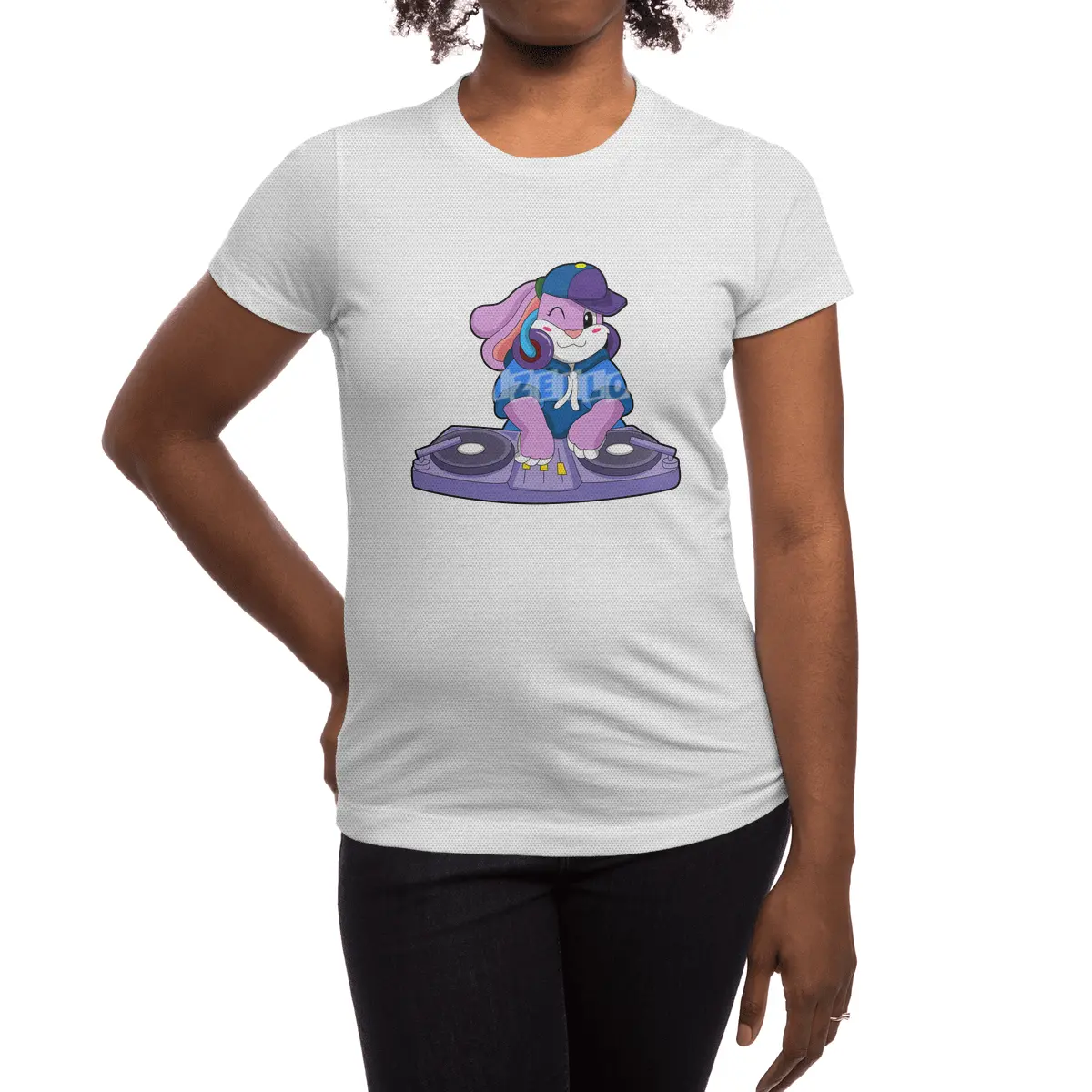 Bunny as Musician with Mixer Spor T-Shirt