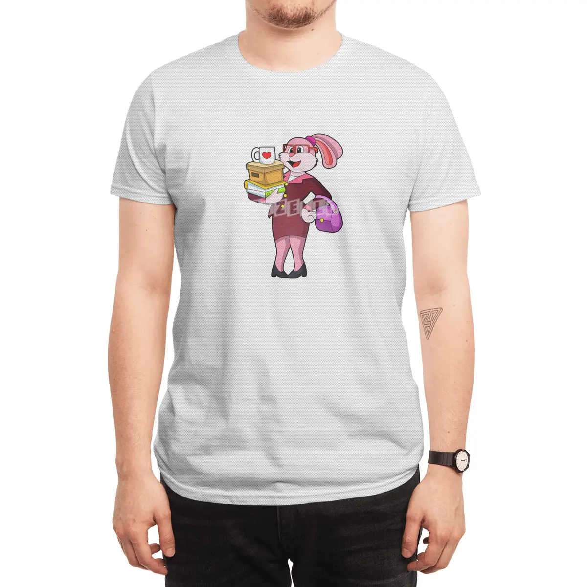 Bunny as Secretary with Cup Books & Carton Spor T-Shirt