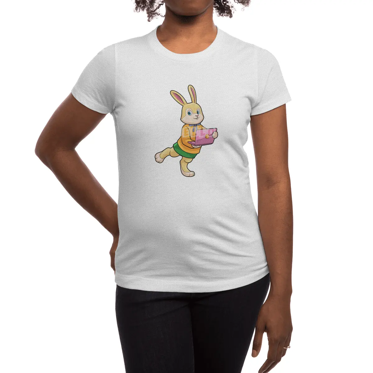 Bunny as Secretary with Laptop Spor T-Shirt