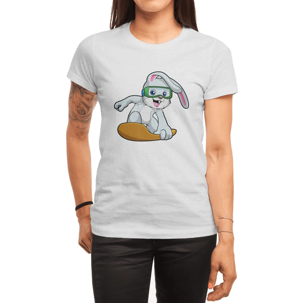Bunny as Snowboarder with Snowboard Spor T-Shirt