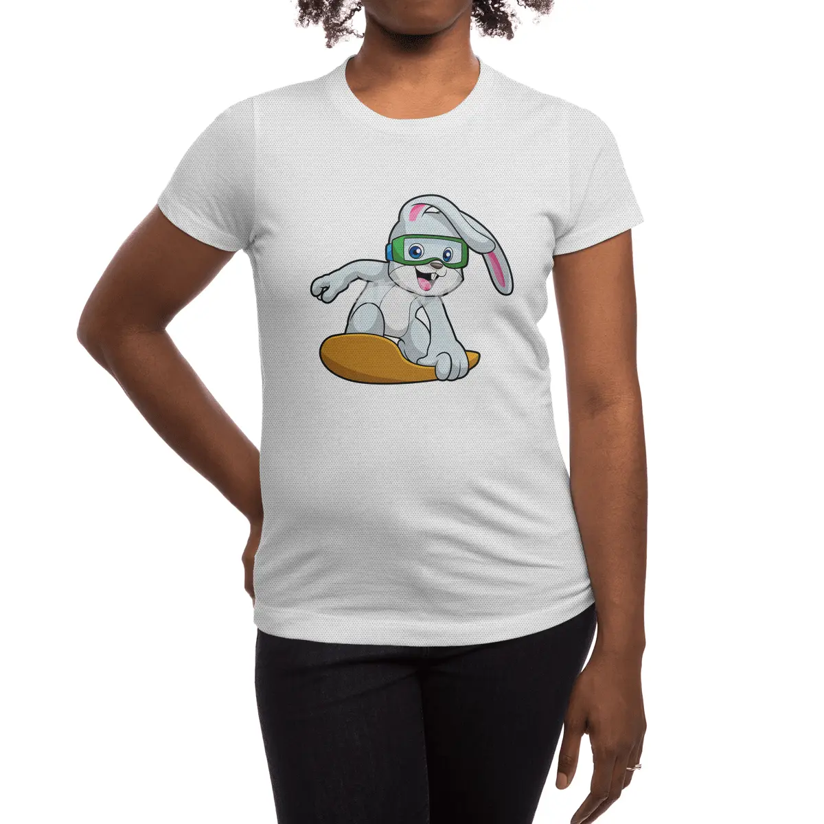 Bunny as Snowboarder with Snowboard Spor T-Shirt