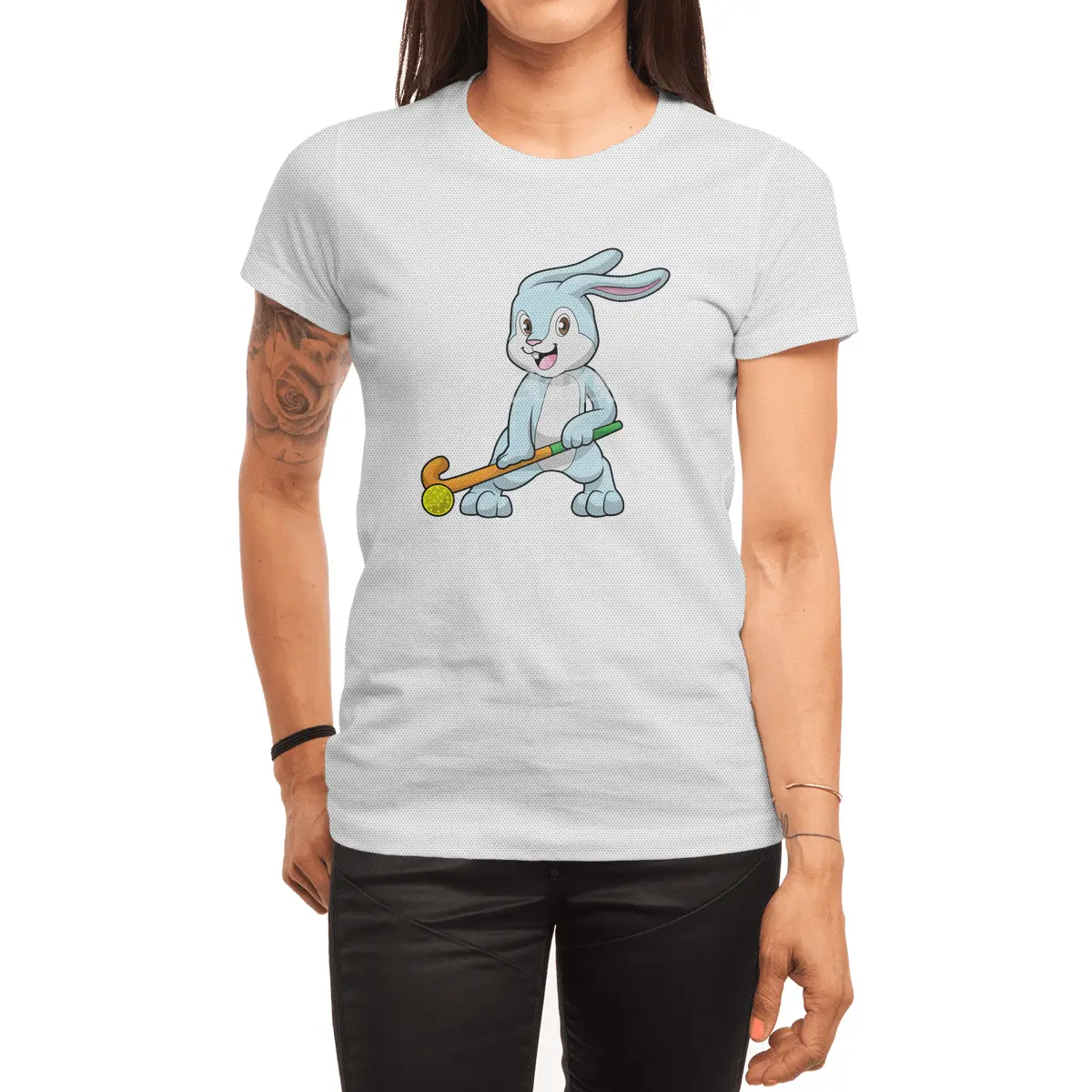 Bunny at Field hockey with Hockey stick Spor T-Shirt
