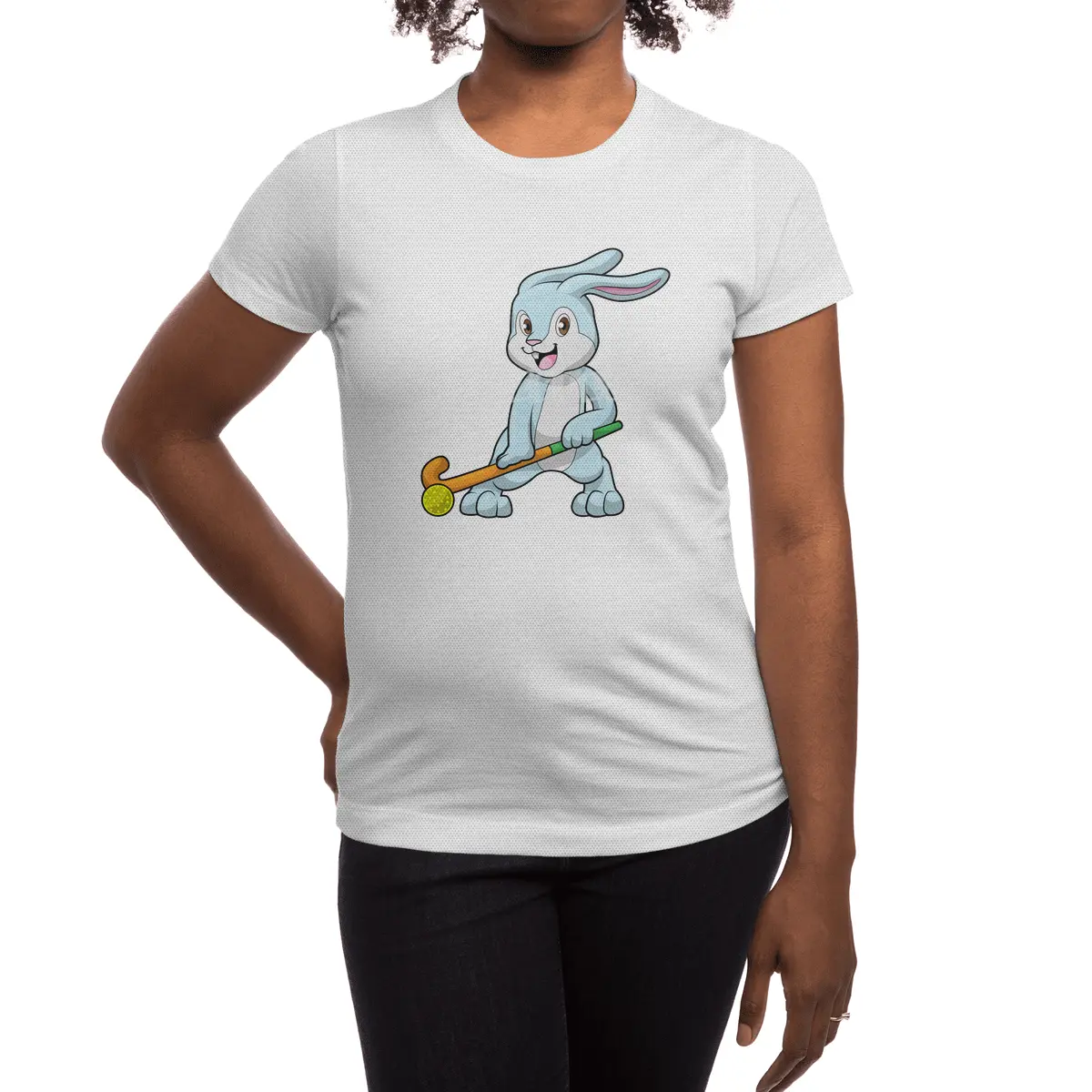 Bunny at Field hockey with Hockey stick Spor T-Shirt