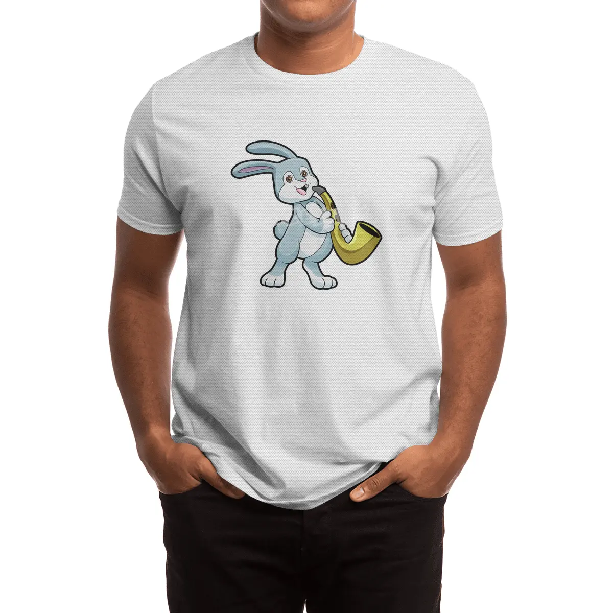 Bunny at Music with Saxophone Spor T-Shirt