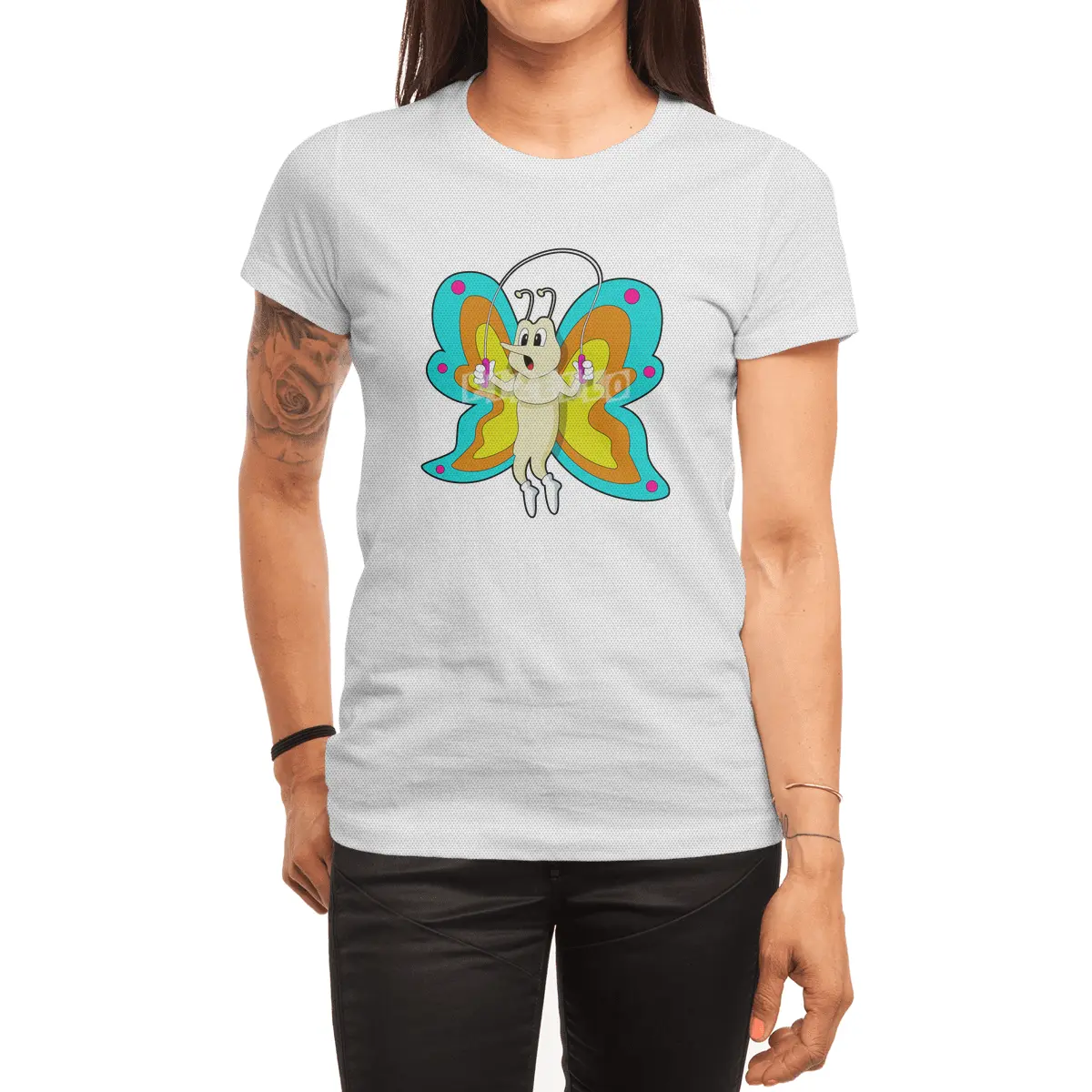 Butterfly at Jumping rope Fitness Spor T-Shirt