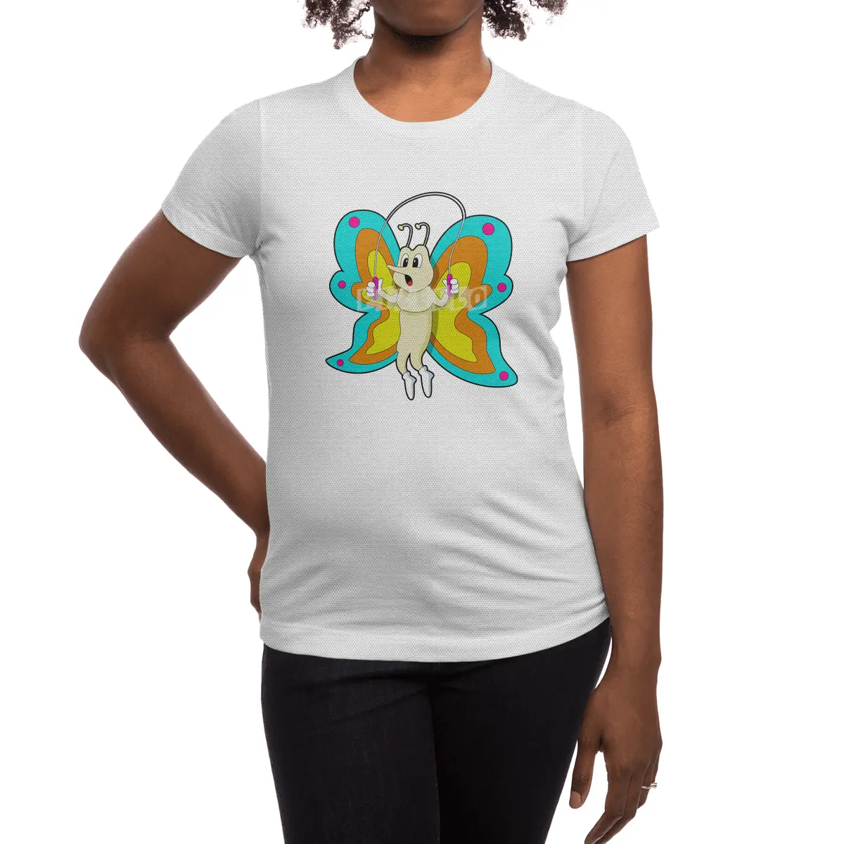 Butterfly at Jumping rope Fitness Spor T-Shirt