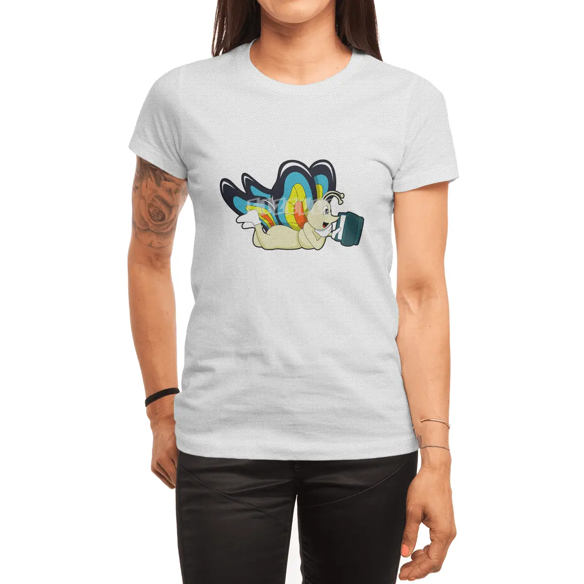 Butterfly at Reading with Book Spor T-Shirt
