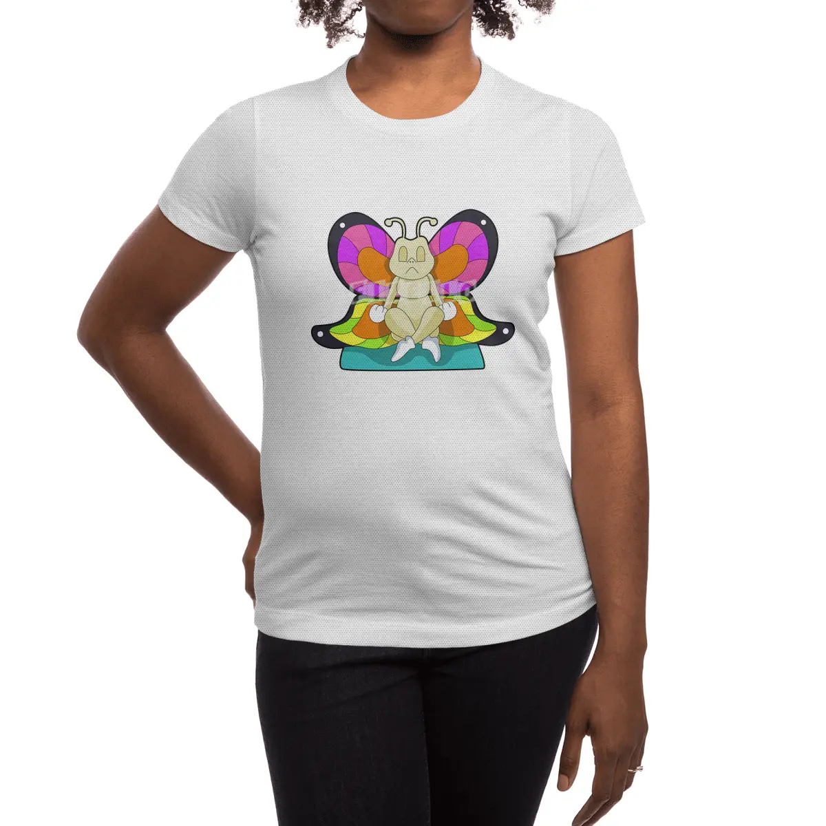 Butterfly at Yoga in Cross-legged Spor T-Shirt