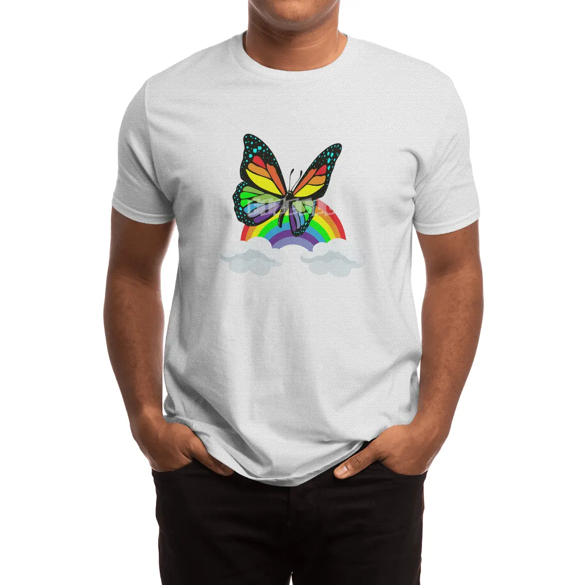 Butterfly with Rainbow Spor T-Shirt
